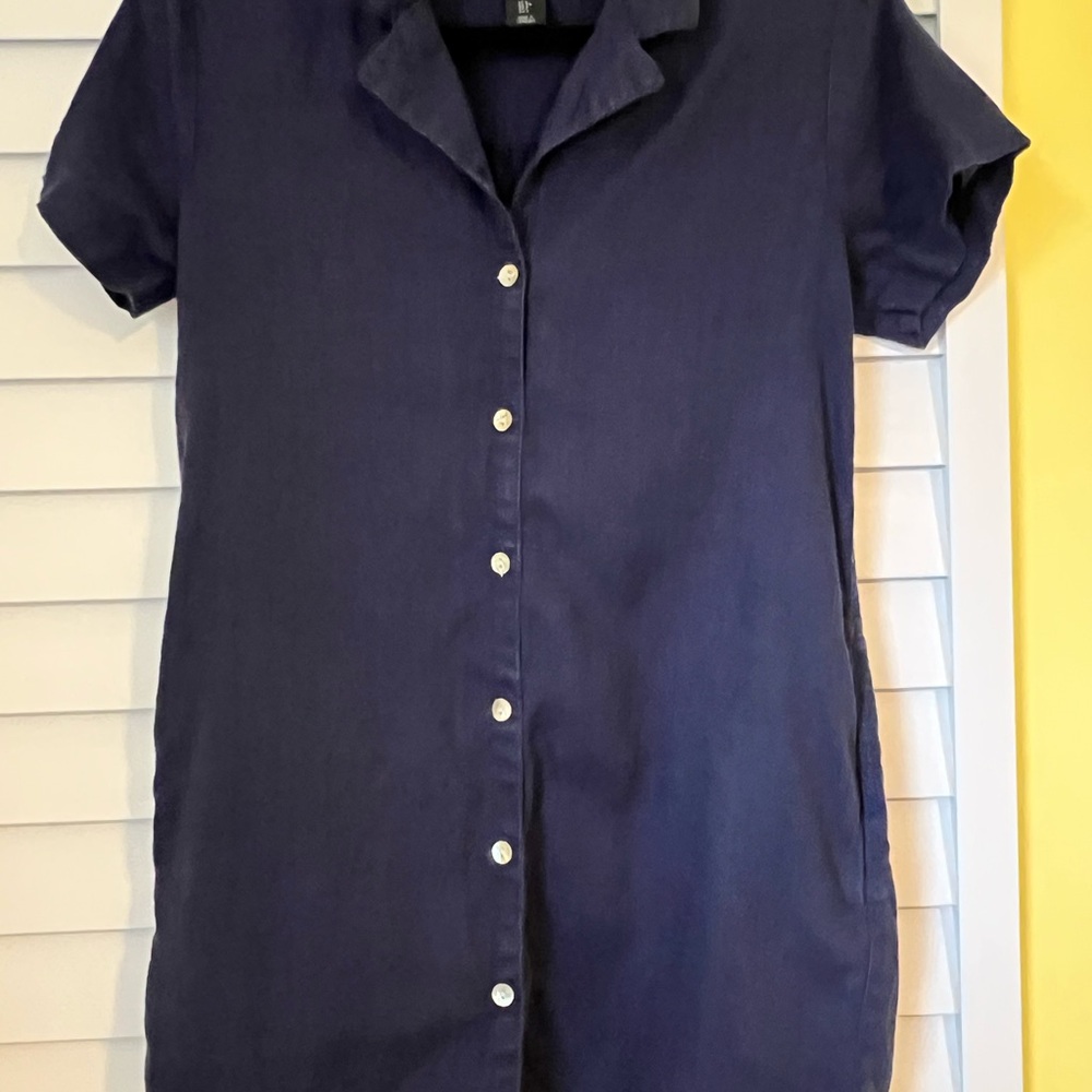 Tahari Dark Blue Short Sleeve Mini Dress